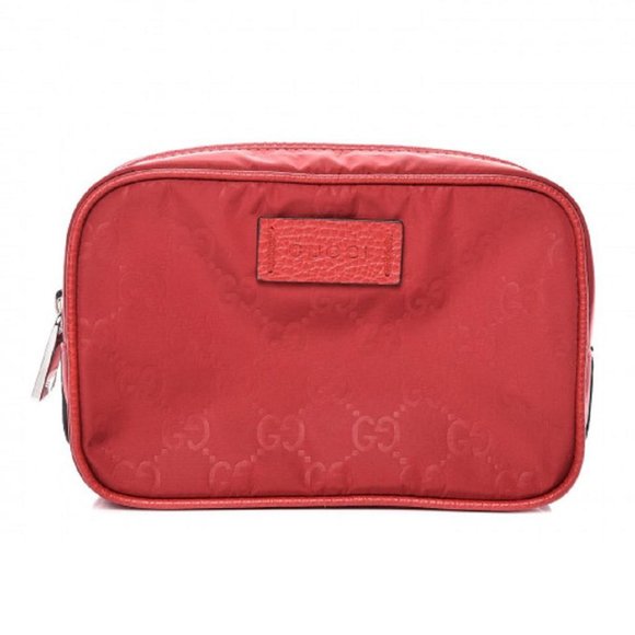 Gucci GG Guccissima Nylon Cosmetic Bag in Red - Picture 1 of 5